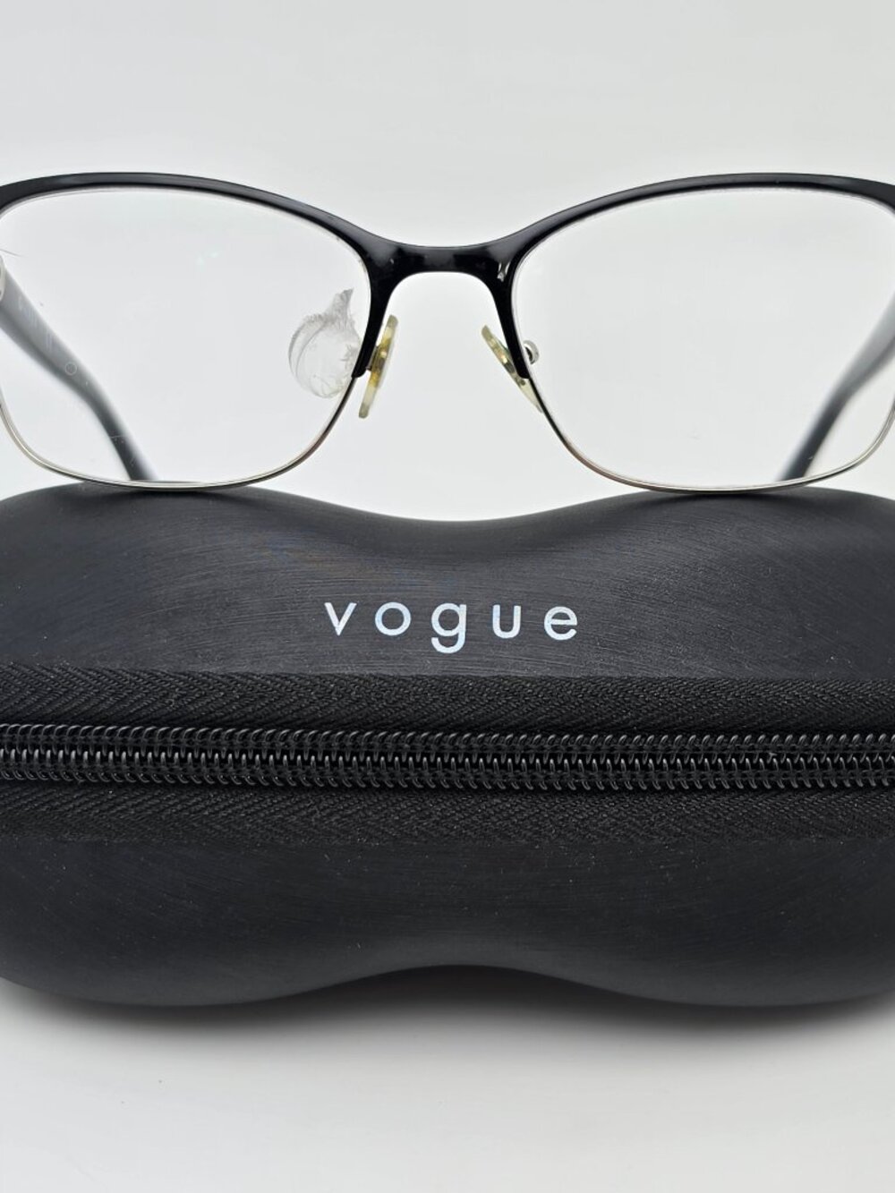 Vogue VO4050 352 Polished Black on Silver Cat Eye Eyeglasses Frame w/ Case 51mm